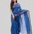 Women`S Bengal Cotton Silk Pure Handloom Saree Kohinoor Work With Blouse Piece(Blue)