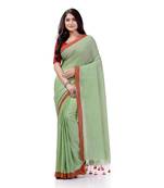Lime Green Handspun Cotton Handloom Saree