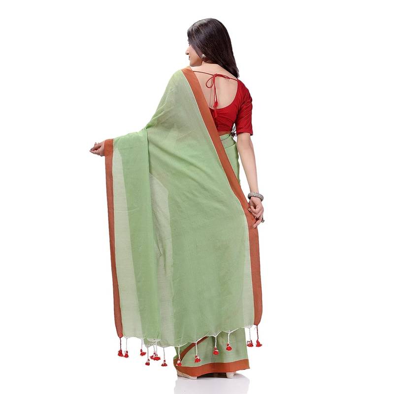 Lime Green Handspun Cotton Handloom Saree