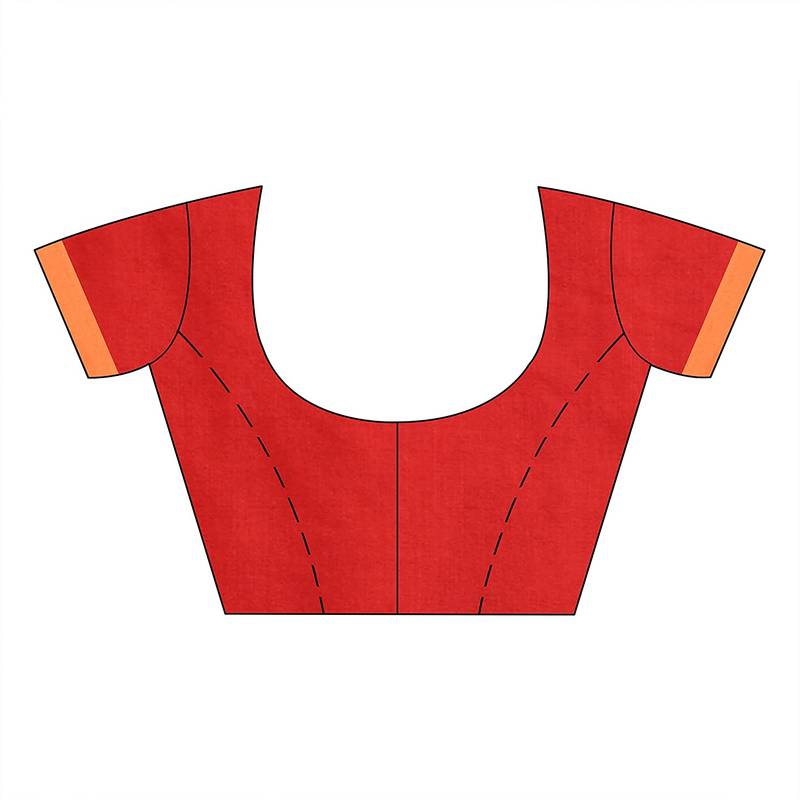 Red Handspun Cotton Handloom Saree