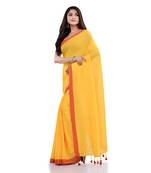 Yellow Handspun Cotton Handloom Saree