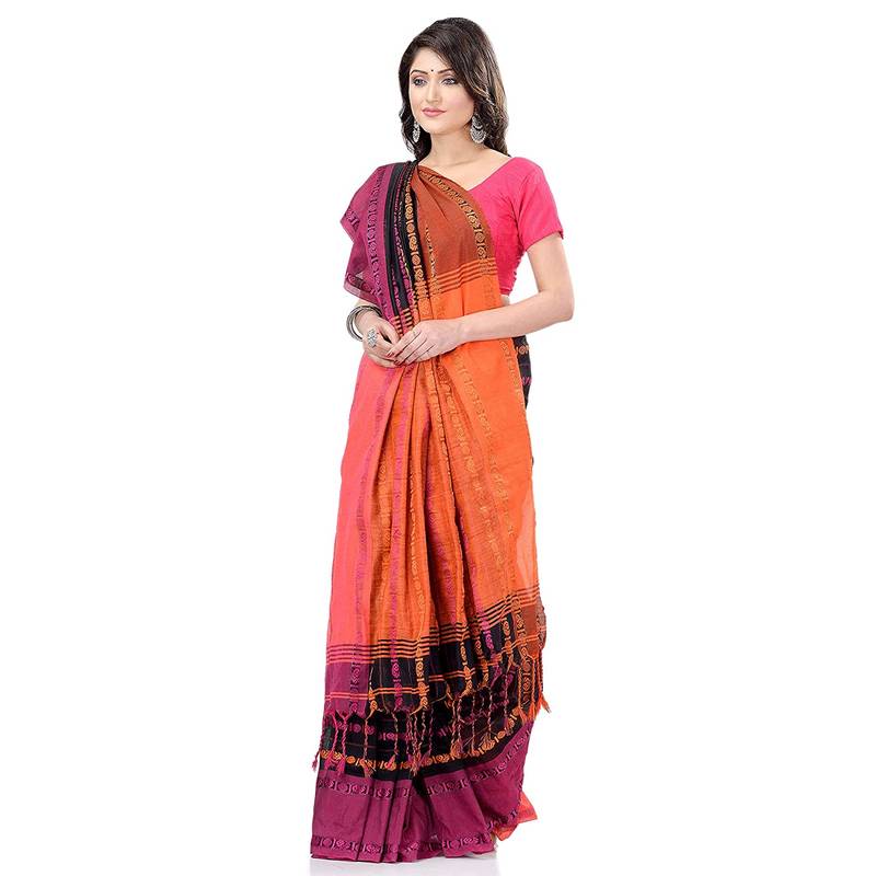 Handwoven Black Dhaniakhali Pure Cotton Saree