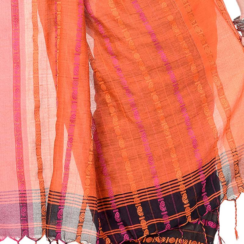 Handwoven Black Dhaniakhali Pure Cotton Saree