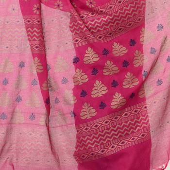 handspun cotton pink handloom print saree 5