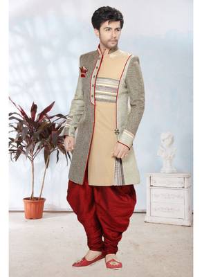 Multicolor Plain Jacquard Stitched Sherwani 2