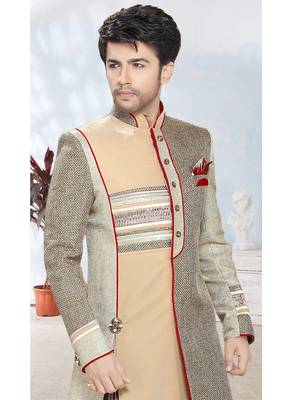 Multicolor Plain Jacquard Stitched Sherwani 3
