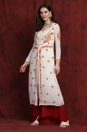 SHADES Multicolor long chikankari kurti