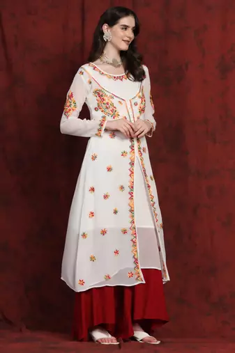 SHADES Multicolor long chikankari kurti