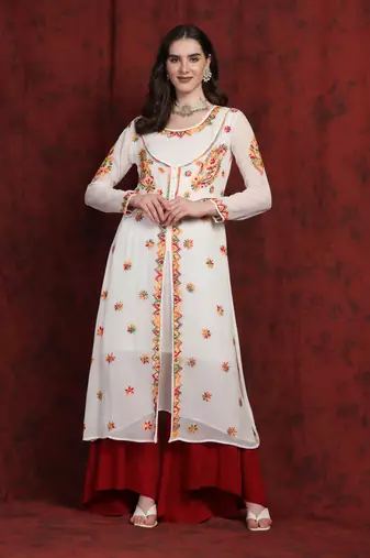 SHADES Multicolor long chikankari kurti