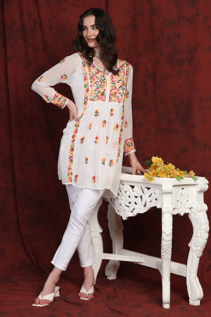 SHADES Multicolor short chikankari kurti