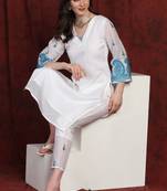 SHADES white kota suit set with blue embroidery