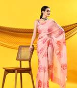Crep Pink Saree
