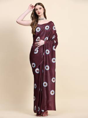 Wine Floral Saree 2