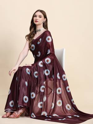 Wine Floral Saree 3