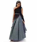Grey to black one shoulder top with skirt