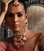 Red polki bridal choker set