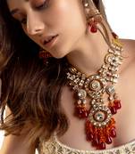 Multi coloured polki bridal necklace set