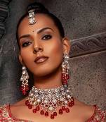 Red polki bridal agate choker set