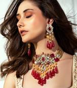 Tourmaline & polki bridal necklace set