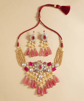 Tourmaline & polki bridal necklace set 4