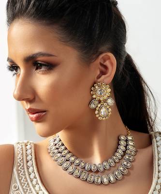 Gold polki bridal necklace set 2