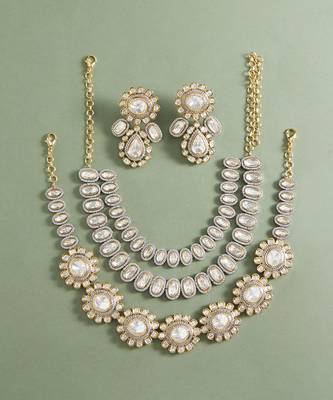 Gold polki bridal necklace set 5