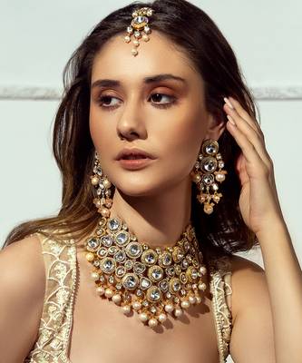 Baroque pearl & polki necklace set 1