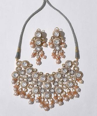 Baroque pearl & polki necklace set 4