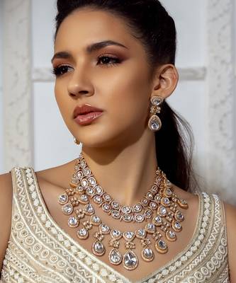 Polki bridal layered necklace set 1