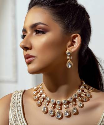 Polki bridal layered necklace set 3