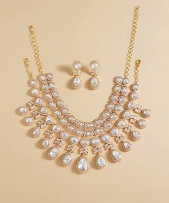 Polki bridal layered necklace set 4