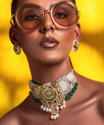 Multi colour evermore pearls choker set 1