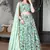Light Pista & Green Digital Floral Printed Weightless Georgette Semi Stitched Floral Lehenga