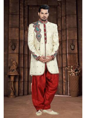 Gold Embroidered Jacquard Stitched Sherwani 2
