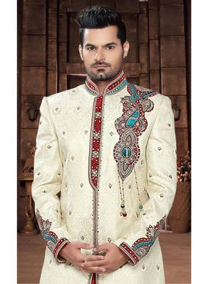 Gold Embroidered Jacquard Stitched Sherwani 3