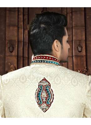 Gold Embroidered Jacquard Stitched Sherwani 4