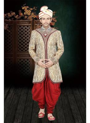 Gold Embroidered Jacquard Stitched Sherwani 2