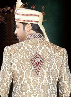 Gold Embroidered Jacquard Stitched Sherwani 4