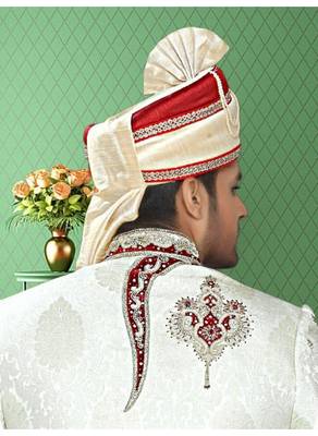 Off White Embroidered Jacquard Stitched Sherwani 4