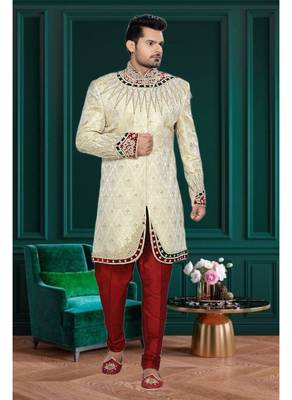 Gold Embroidered Brocade Stitched Sherwani 2