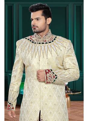 Gold Embroidered Brocade Stitched Sherwani 3