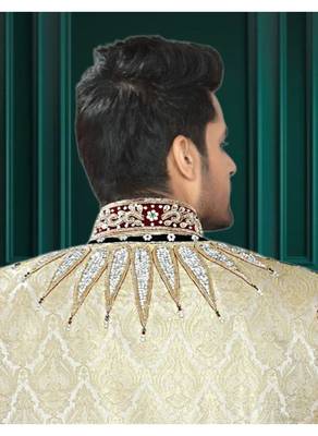 Gold Embroidered Brocade Stitched Sherwani 4