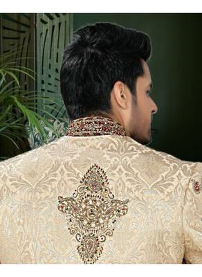 Gold Embroidered Jacquard Stitched Sherwani 4