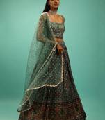 Green Silk Sequin Embroidered Lehenga Choli