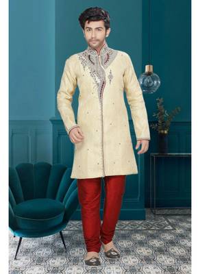Gold Embroidered Jaquard Stitched Sherwani 2