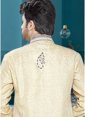 Gold Embroidered Jaquard Stitched Sherwani 4