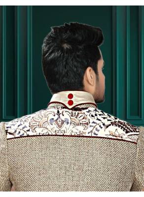 Brown Embroidered Jute Stitched Sherwani 4