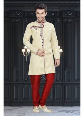 Gold Embroidered Jaquard Stitched Sherwani 2