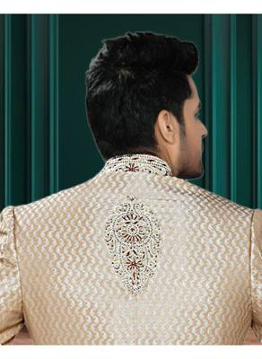 Gold Embroidered Jaquard Stitched Sherwani 4