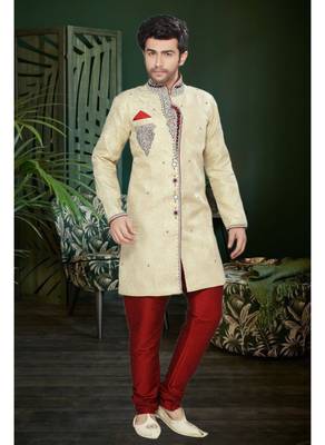 Gold Embroidered Jaquard Stitched Sherwani 2
